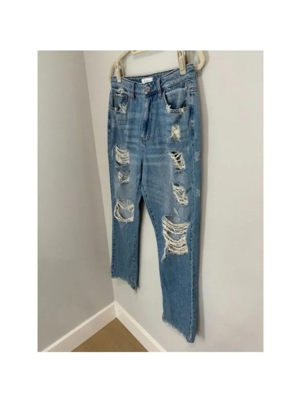 Kancan Signature Ultra High Rise 90s Cropped Straight Jeans Blue Size 28